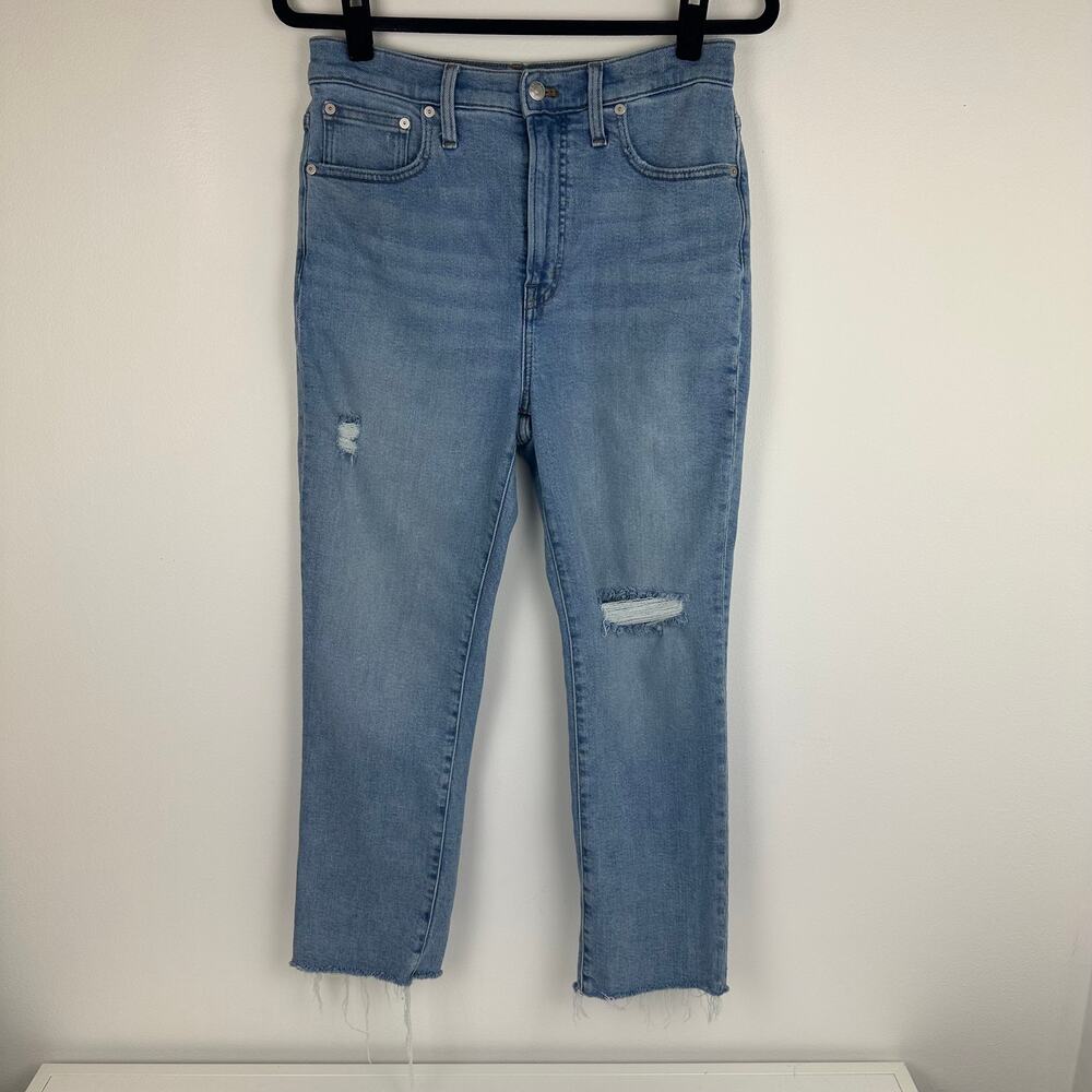 Madewell Womens The Perfect Vintage High Rise Raw Hem Light Wash Denim Jeans 28P